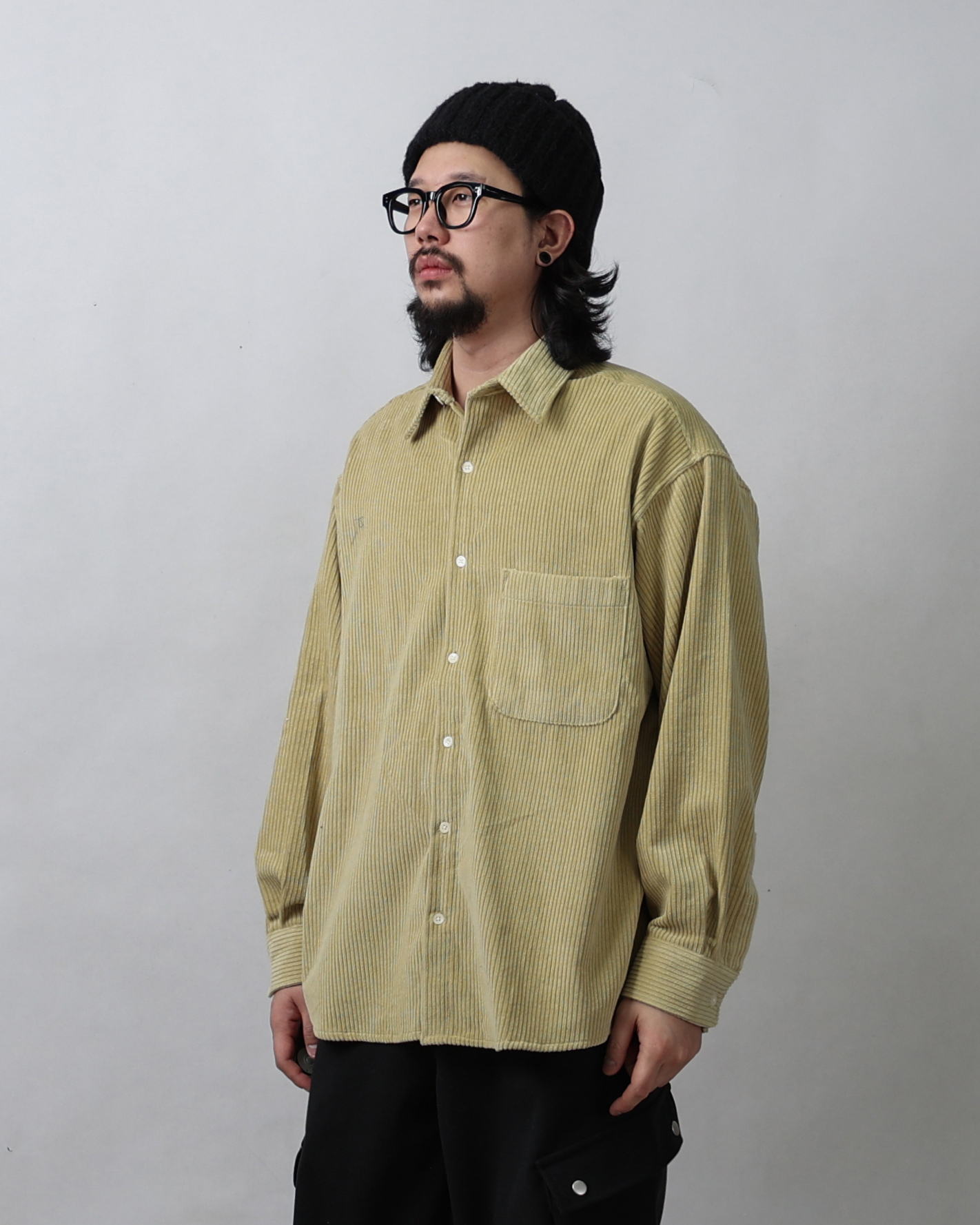 HESTRY Corduroy Loose Daily Shirts (Brown/Blue Green/Mustard/Ivory)