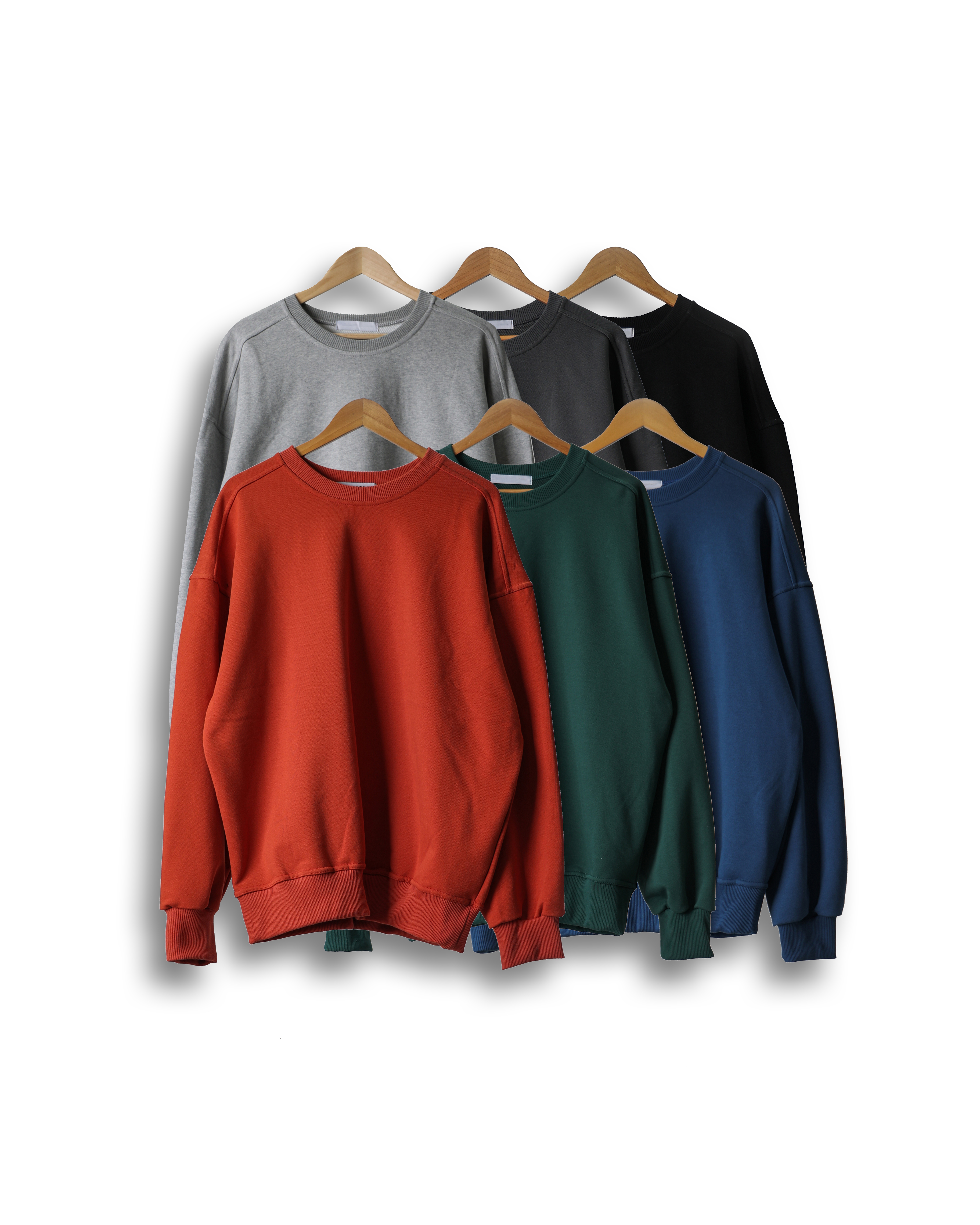 NEVER Detailing Ovesized Basic Sweat Shirts (Black/Charcoal/Gray/Blue/Green/Carrot)
